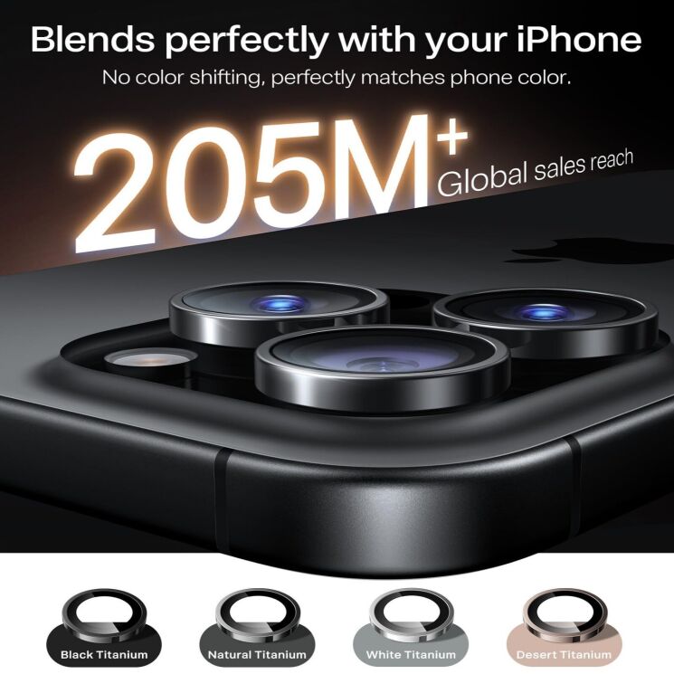 Захисне скло на камеру TORRAS Lensguard для iPhone 16 Pro / 16 Pro Max - Black: фото 4 з 6