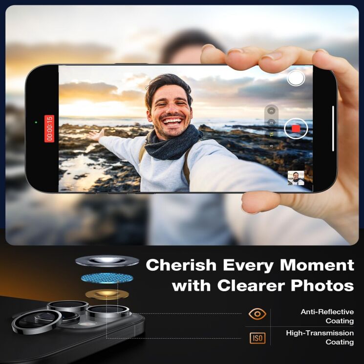 Захисне скло на камеру TORRAS Lensguard для iPhone 16 Pro / 16 Pro Max - Black: фото 5 з 6