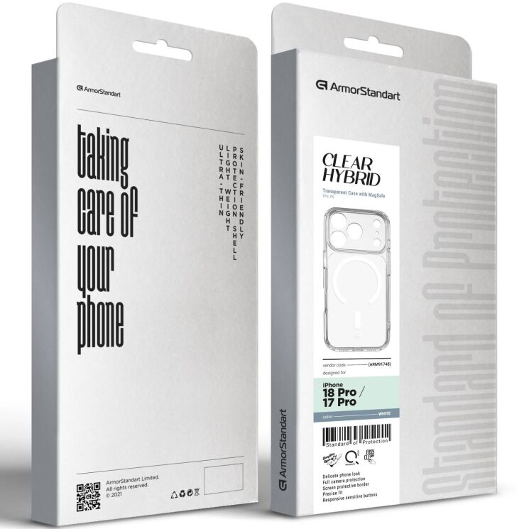 Захисний чохол ArmorStandart Clear Hybrid MagCase для iPhone 18 Pro / 17 Pro - White: фото 3 з 3