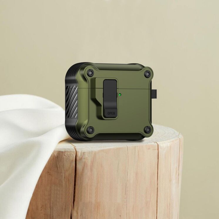 Защитный чехол Deexe Defender Armor для Apple AirPods 4 - Army Green: фото 2 из 7