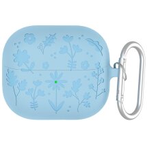 Защитный чехол Deexe Flower Pattern для Samsung Galaxy Buds 3 / Buds 3 Pro - Baby Blue: фото 1 из 7