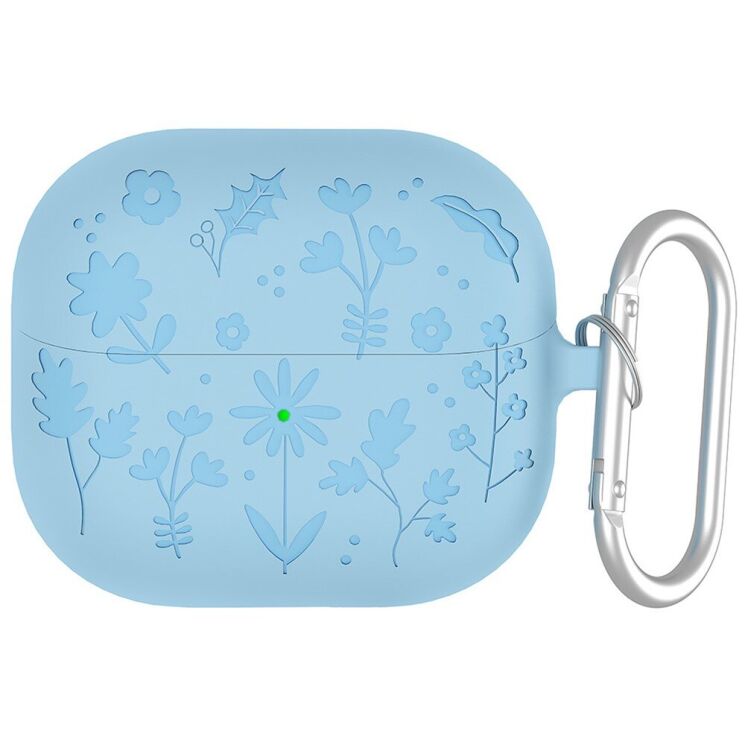 Защитный чехол Deexe Flower Pattern для Samsung Galaxy Buds 3 / Buds 3 Pro - Baby Blue: фото 1 из 7