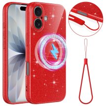 Захисний чохол Deexe Glitter Case with MagSafe для Apple iPhone 17 - Red: фото 1 з 7