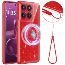 Защитный чехол Deexe Glitter Case with MagSafe для Motorola Edge 60 Pro - Red: фото 1 из 7