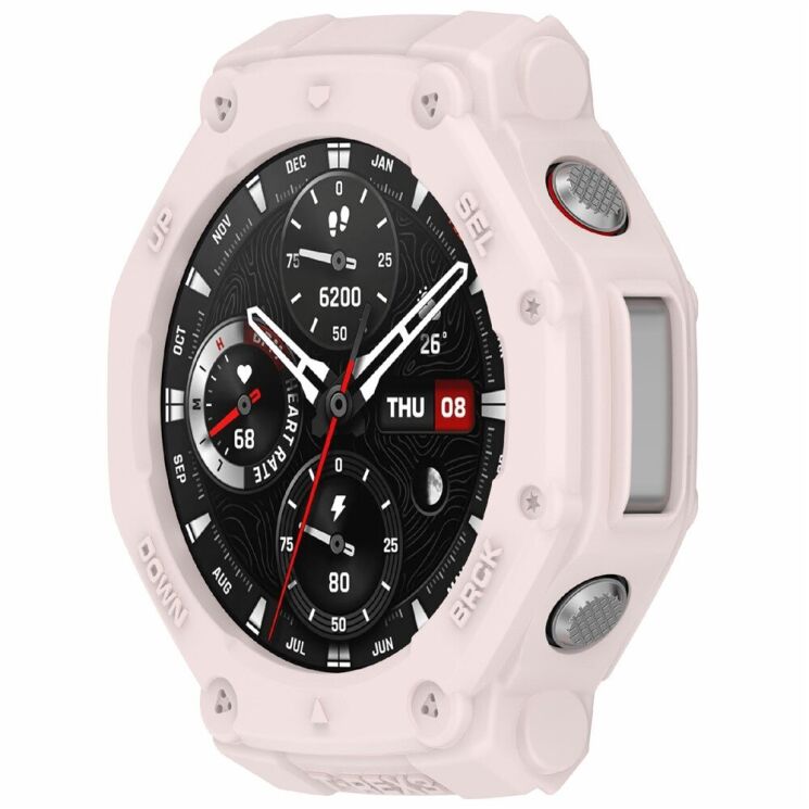 Защитный чехол Deexe Hollow Cover для Xiaomi Amazfit T-ReX 3 - Light Pink: фото 2 из 6