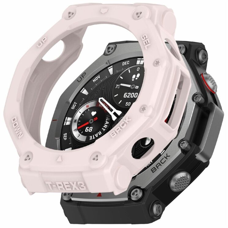 Защитный чехол Deexe Hollow Cover для Xiaomi Amazfit T-ReX 3 - Light Pink: фото 1 из 6