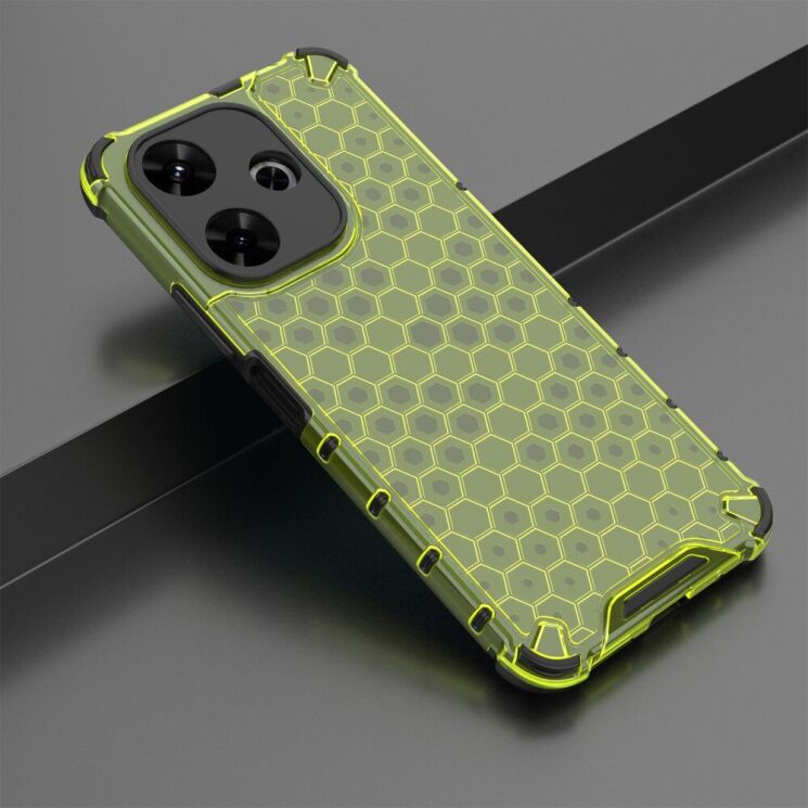 Защитный чехол Deexe Honeycomb Series для Xiaomi Redmi 13 - Green: фото 2 из 5