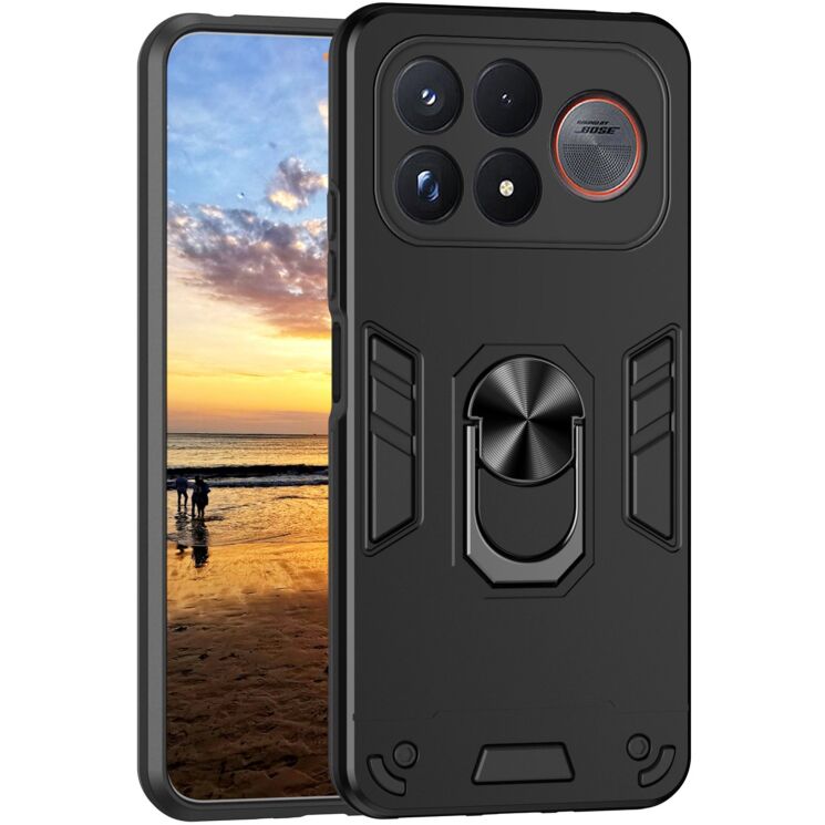Захисний чохол Deexe Hybrid Shell для Xiaomi Poco F9 Ultra - Black: фото 1 з 8