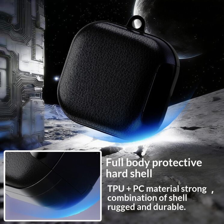 Захисний чохол Deexe Leather Cover (FH) для Samsung Galaxy Buds 4 / Buds 4 Pro - Black: фото 4 з 6