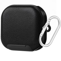 Захисний чохол Deexe Leather Cover (FH) для Samsung Galaxy Buds 4 / Buds 4 Pro - Black: фото 1 з 6
