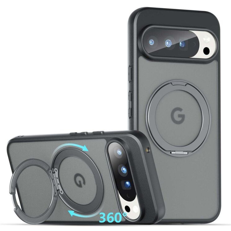 Защитный чехол Deexe Matte Skin Kickstand with MagSafe для Google Pixel 10 Pro XL - Transparent Black: фото 2 из 13