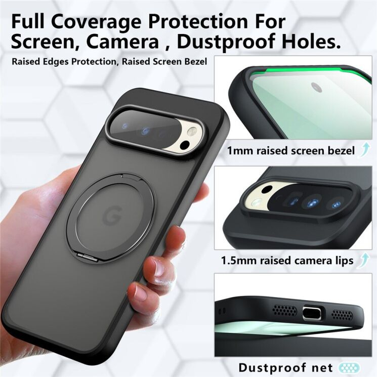 Защитный чехол Deexe Matte Skin Kickstand with MagSafe для Google Pixel 10 Pro XL - Transparent Black: фото 9 из 13