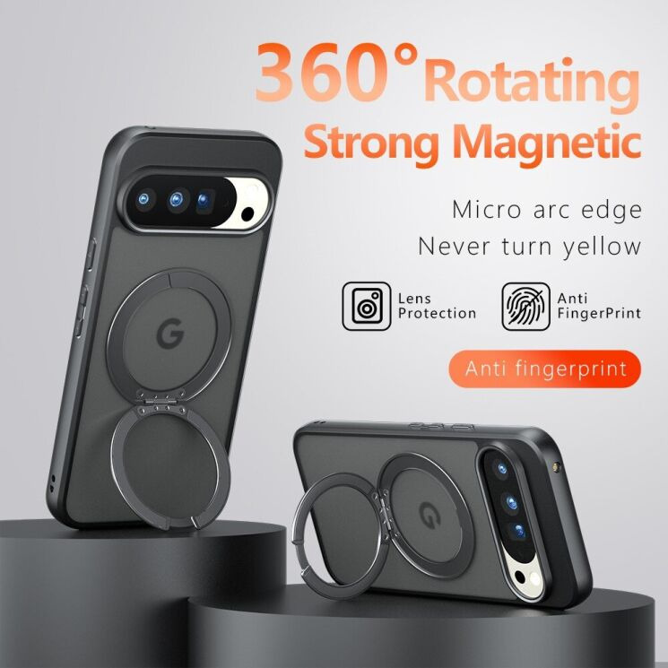 Защитный чехол Deexe Matte Skin Kickstand with MagSafe для Google Pixel 10 Pro XL - Transparent Black: фото 3 из 13