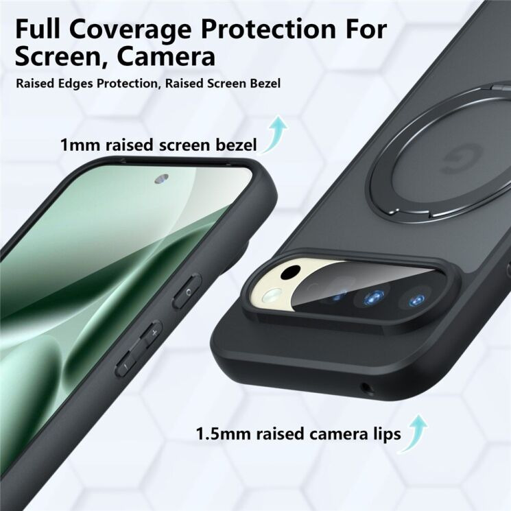 Защитный чехол Deexe Matte Skin Kickstand with MagSafe для Google Pixel 10 Pro XL - Transparent Black: фото 10 из 13