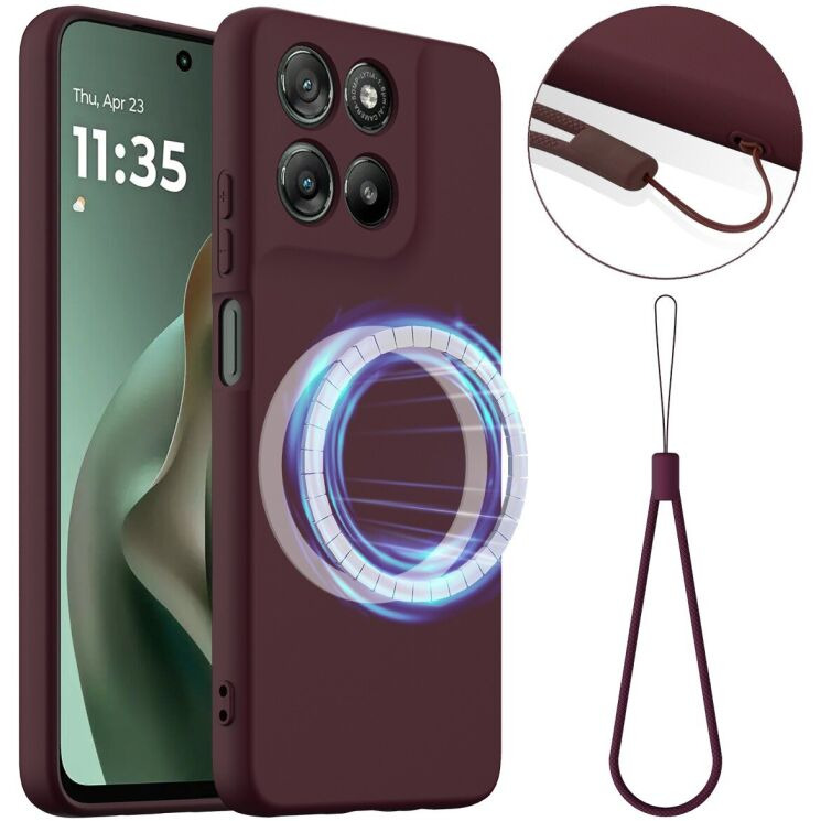 Защитный чехол Deexe Silicone Case with MagSafe для Motorola Moto G57 / G57 Power / G67 Power - Wine Red: фото 1 из 9
