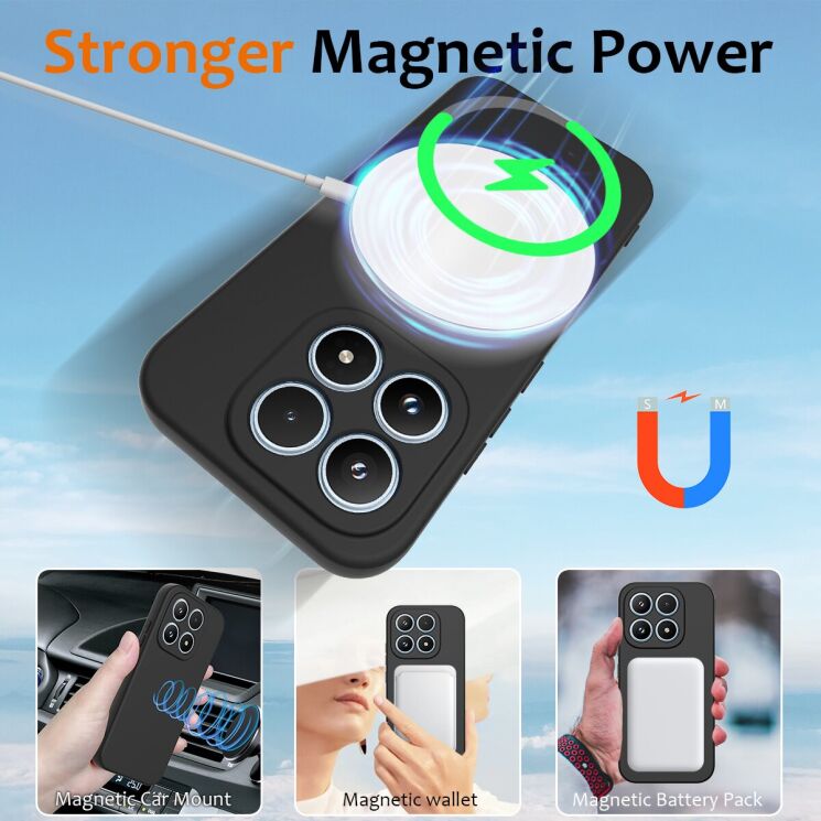 Захисний чохол Deexe Silicone Case with MagSafe для Xiaomi 17 - Black: фото 4 з 9