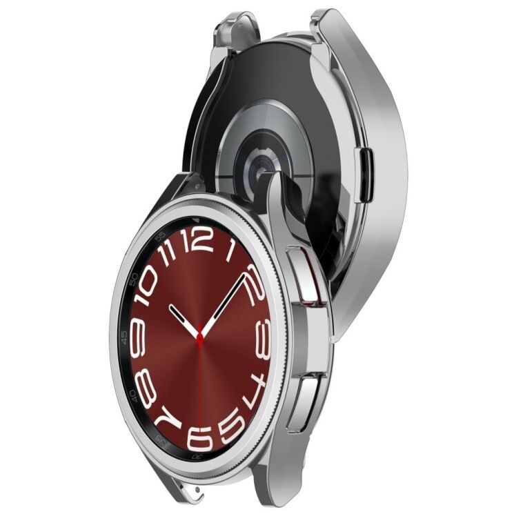 Захисний чохол Deexe Silicone Frame для Samsung Galaxy Watch 6 Classic (47mm) - Silver: фото 5 з 8