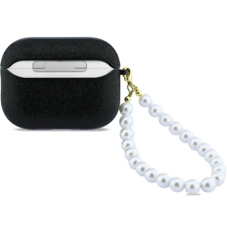 Защитный чехол Guess Glitter Pearl Strap для AirPods Pro 3 (GUAP3GLGPSK) - Black: фото 2 из 5