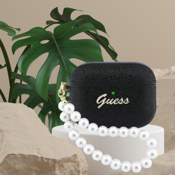 Захисний чохол Guess Glitter Pearl Strap для AirPods Pro 3 (GUAP3GLGPSD) - Gold: фото 5 з 5