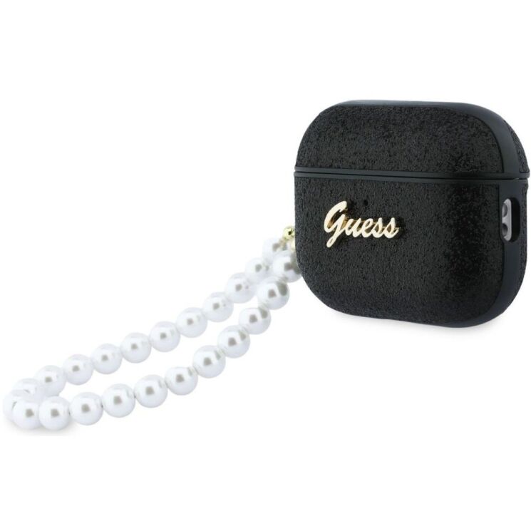 Защитный чехол Guess Glitter Pearl Strap для AirPods Pro 3 (GUAP3GLGPSK) - Black: фото 3 из 5
