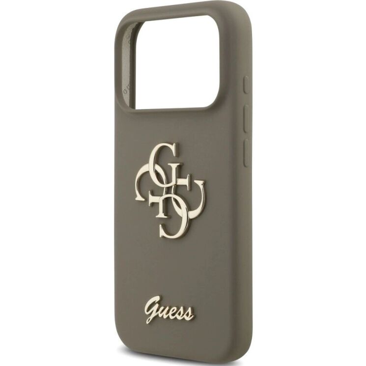 Защитный чехол Guess Silicone Big 4G Script для iPhone 17 Pro Max (GUHCP17XSC4GSMW) - Brown: фото 6 из 8