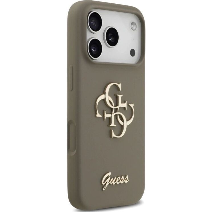 Защитный чехол Guess Silicone Big 4G Script для iPhone 17 Pro Max (GUHCP17XSC4GSMW) - Brown: фото 4 из 8