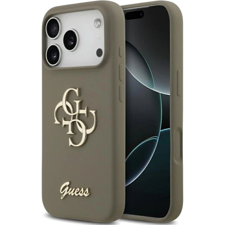 Защитный чехол Guess Silicone Big 4G Script для iPhone 17 Pro Max (GUHCP17XSC4GSMW) - Brown: фото 1 из 8