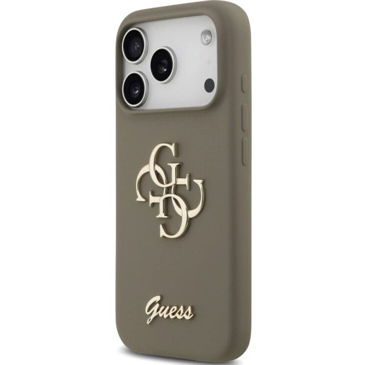 Защитный чехол Guess Silicone Big 4G Script для iPhone 17 Pro Max (GUHCP17XSC4GSMW) - Brown: фото 3 из 8