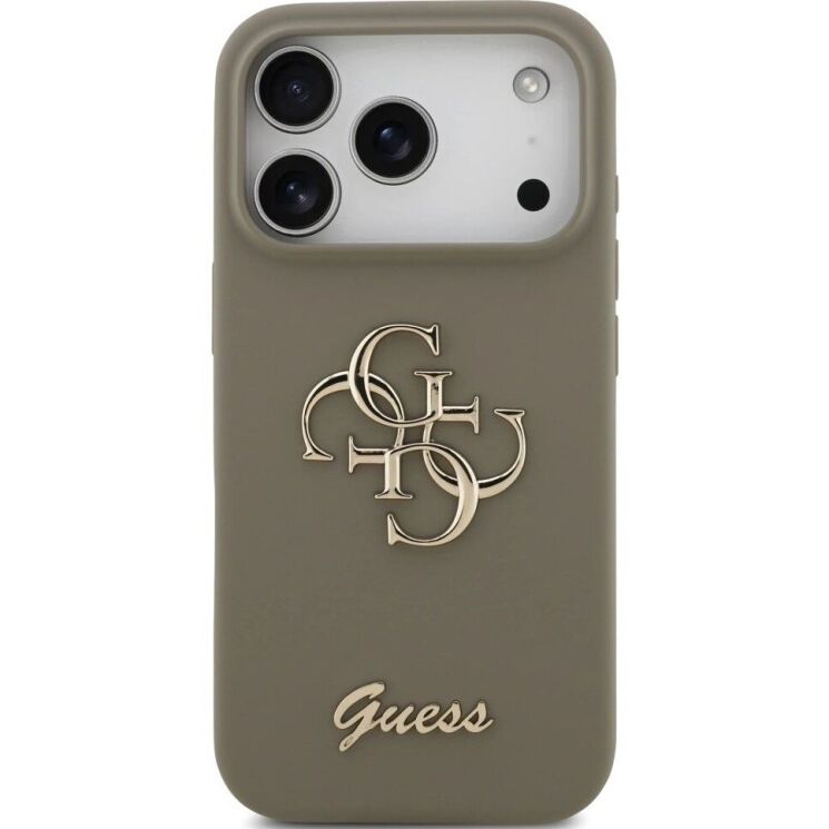 Защитный чехол Guess Silicone Big 4G Script для iPhone 17 Pro Max (GUHCP17XSC4GSMW) - Brown: фото 2 из 8