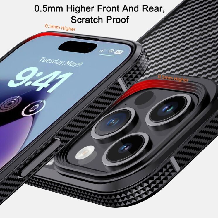 Захисний чохол IPAKY Carbon Fiber для Apple iPhone 15 - Black: фото 7 з 10