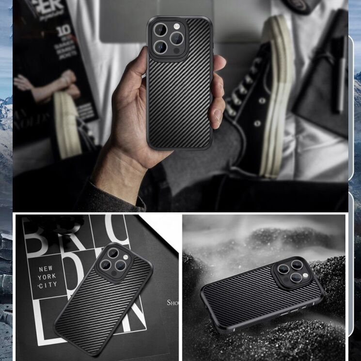 Захисний чохол IPAKY Carbon Fiber для Apple iPhone 15 - Black: фото 9 з 10