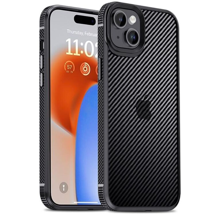 Захисний чохол IPAKY Carbon Fiber для Apple iPhone 15 - Black: фото 1 з 10