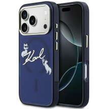 Защитный чехол Karl Lagerfeld IML Choupettes Karl Script Logo MagSafe для iPhone 17 Pro (KLHMP17L5HKSCAB) - Blue: фото 1 из 8