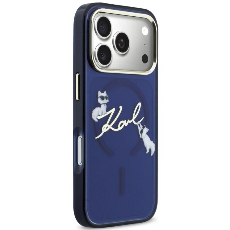 Защитный чехол Karl Lagerfeld IML Choupettes Karl Script Logo MagSafe для iPhone 17 Pro (KLHMP17L5HKSCAB) - Blue: фото 4 из 8