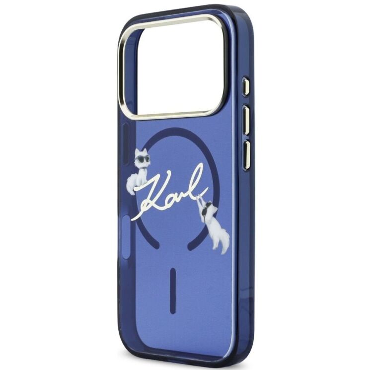 Защитный чехол Karl Lagerfeld IML Choupettes Karl Script Logo MagSafe для iPhone 17 Pro (KLHMP17L5HKSCAB) - Blue: фото 6 из 8