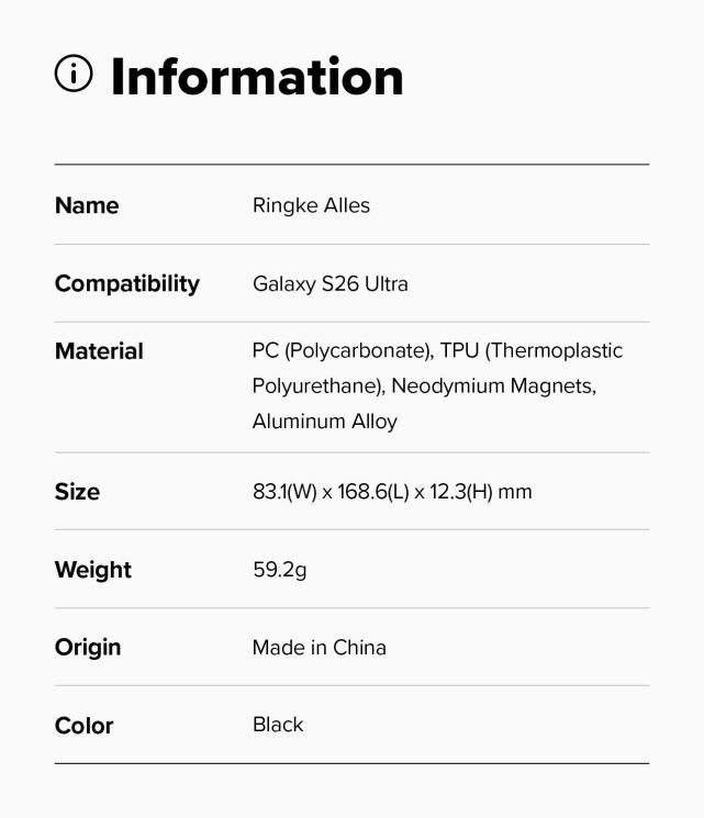 Защитный чехол Ringke Alles Magnetic (FP) для Samsung Galaxy S26 Ultra (S948) 8800328816053 - Black: фото 14 из 17