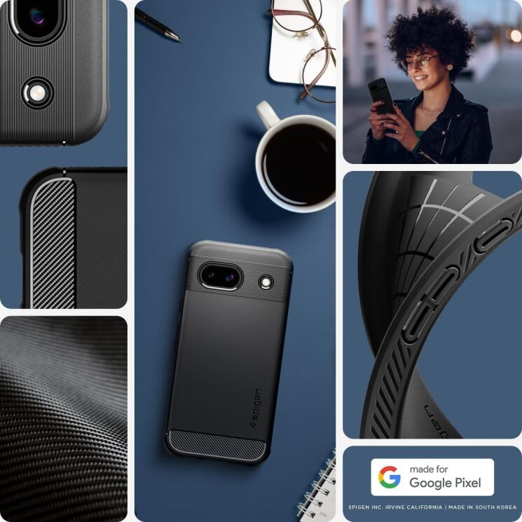Захисний чохол Spigen (SGP) Rugged Armor для Google Pixel 8A - Matte Black: фото 16 з 16