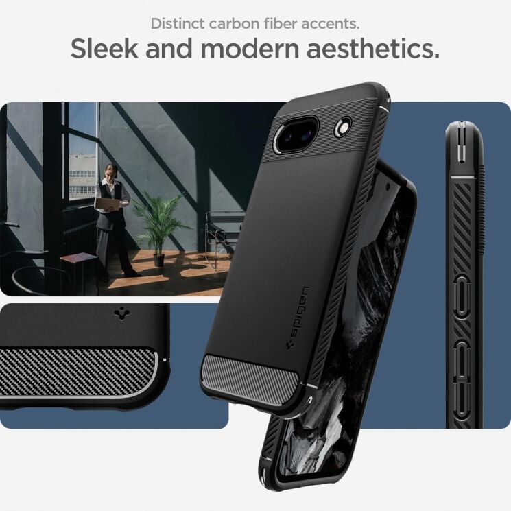 Захисний чохол Spigen (SGP) Rugged Armor для Google Pixel 8A - Matte Black: фото 14 з 16