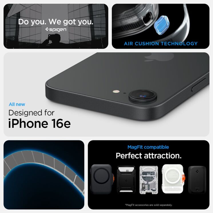 Защитный чехол Spigen (SGP) Rugged Armor (MagFit) для Apple iPhone 16e (ACS09152) - Matte Black: фото 11 из 16