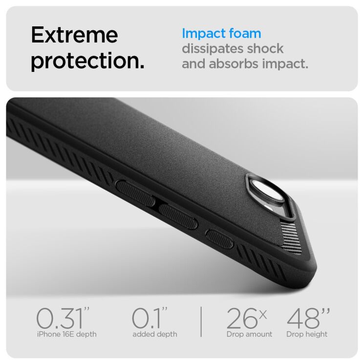 Защитный чехол Spigen (SGP) Rugged Armor (MagFit) для Apple iPhone 16e (ACS09152) - Matte Black: фото 13 из 16