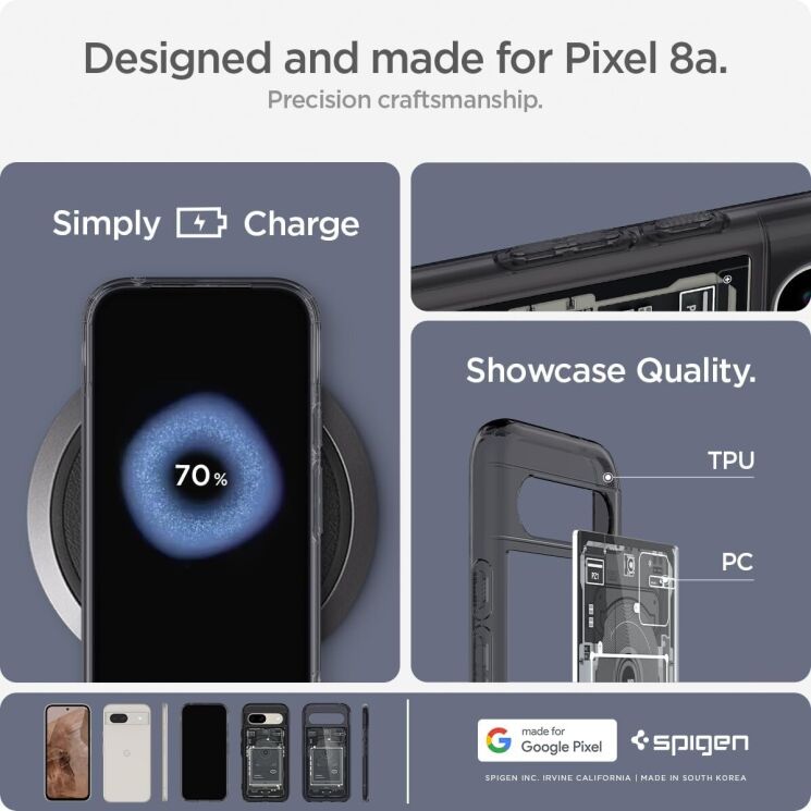 Защитный чехол Spigen (SGP) Ultra Hybrid Zero One для Google Pixel 8A (ACS07261) - Black: фото 11 из 16
