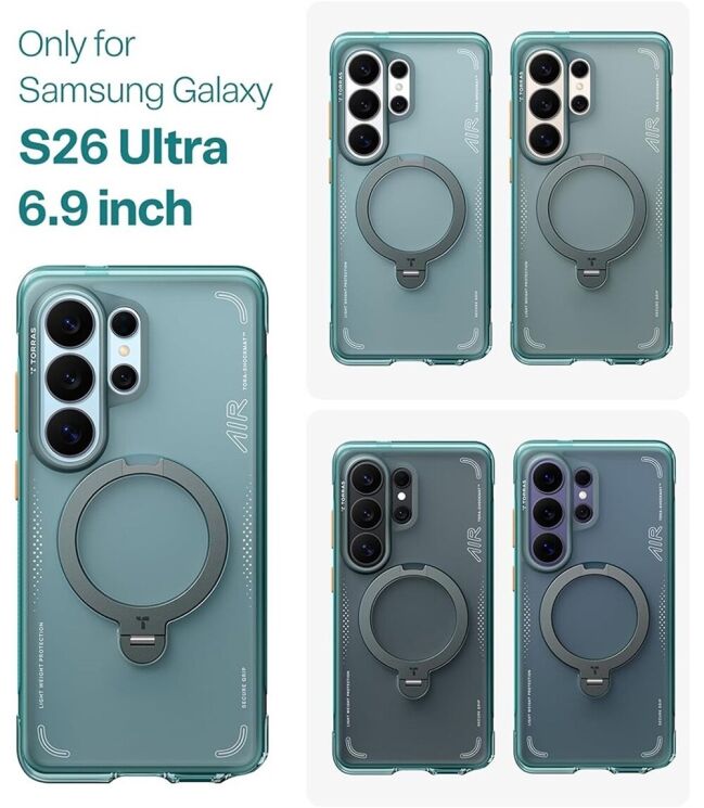 Захисний чохол TORRAS Ostand Q3 Air для Samsung Galaxy S26 Ultra - Dark Purple: фото 10 з 11