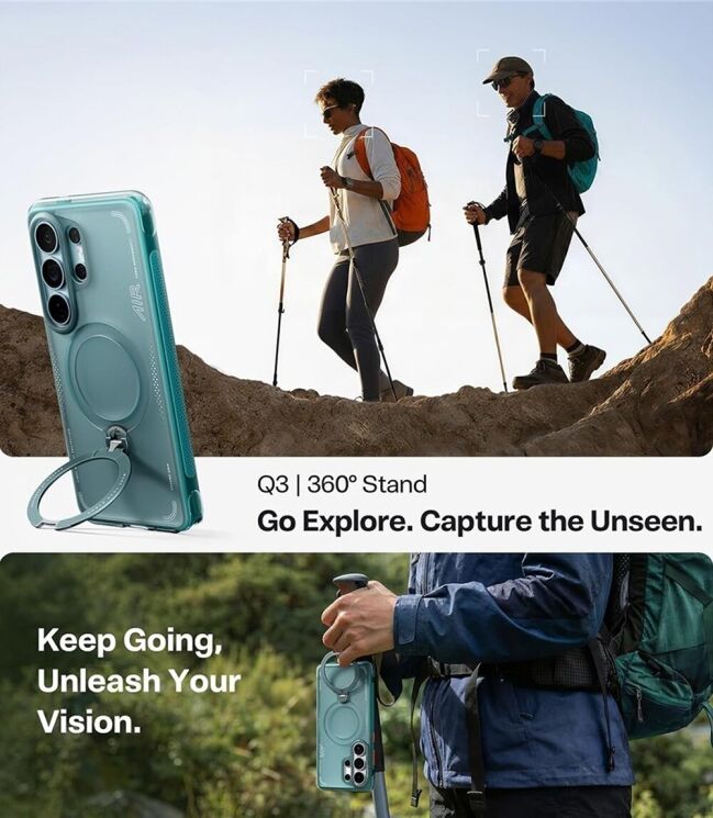 Захисний чохол TORRAS Ostand Q3 Air для Samsung Galaxy S26 Ultra - Dark Purple: фото 5 з 11