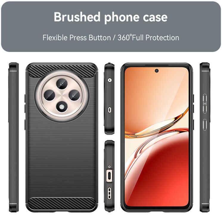Защитный чехол UniCase Carbon для OPPO Reno 12 F/FS - Black: фото 3 из 8