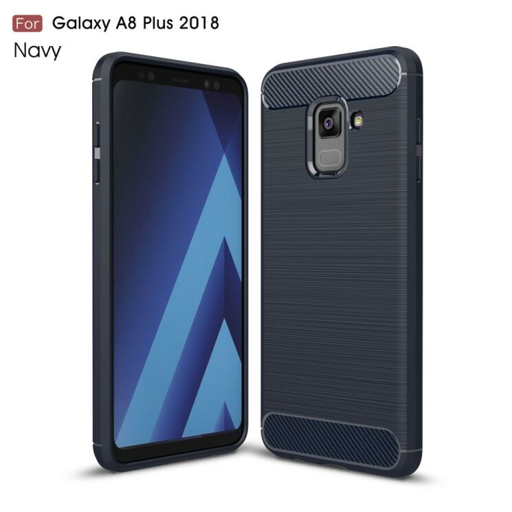 Защитный чехол UniCase Carbon для Samsung Galaxy A8+ 2018 (A730) - Dark Blue: фото 1 из 9