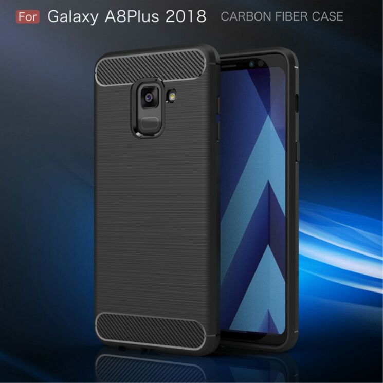 Защитный чехол UniCase Carbon для Samsung Galaxy A8+ 2018 (A730) - Dark Blue: фото 2 из 9