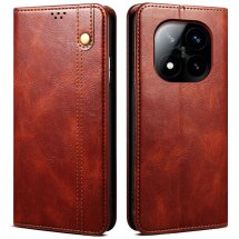 Защитный чехол UniCase Leather Wallet для Xiaomi Redmi Note 14 Pro 5G - Brown: фото 1 из 10