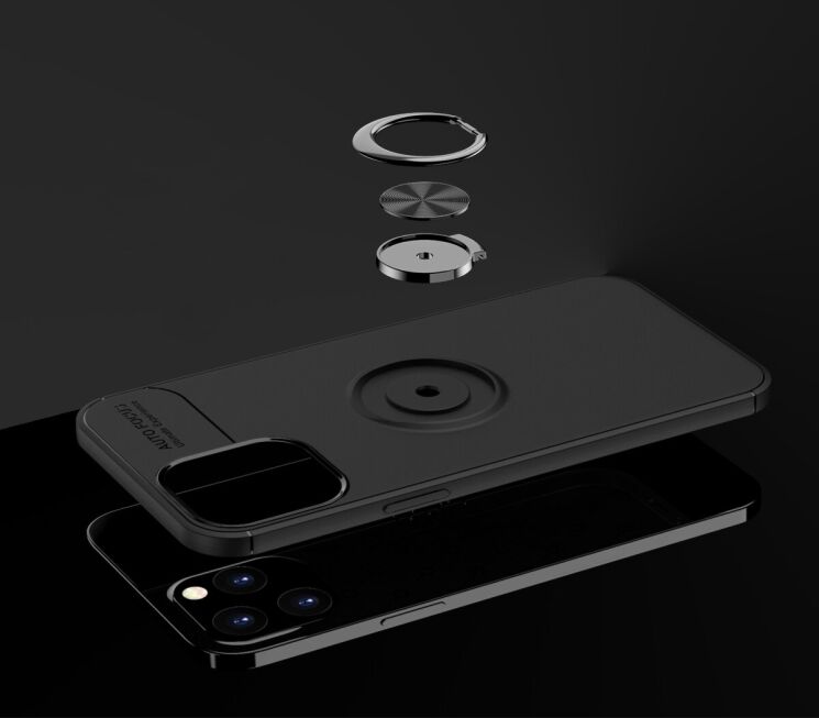 Захисний чохол UniCase Magnetic Ring для Apple iPhone 12 Pro Max - Black / Blue: фото 4 з 14