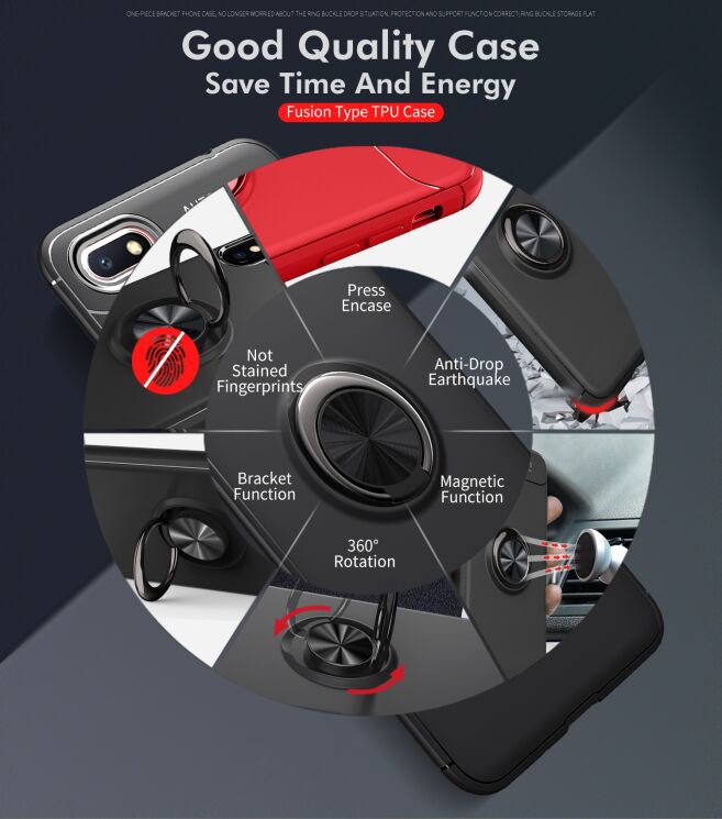 Чехол с магнитным кольцом UniCase Magnetic Ring для Xiaomi Redmi 6A - Blue: фото 5 из 12