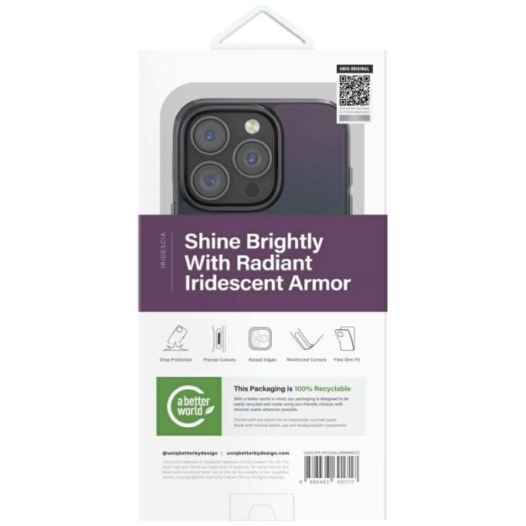 Захисний чохол UNIQ Iridescia для Apple iPhone 16 Pro - Midnight Quartz: фото 5 з 8